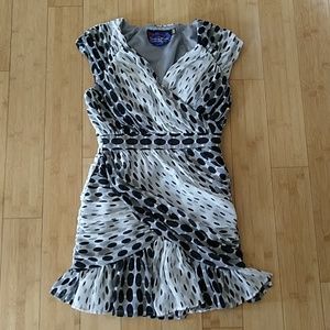 Ruched Draped Mini Dress with Ruffles